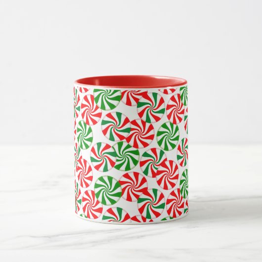 Rood wit en groen draaiend Snoep patroon Mok (Midden)