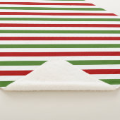 Rood, wit en groen gestreept patroonmandje sherpa deken (3/4)