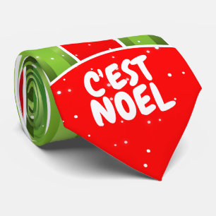 Rood Wit en Groen met C'est Noel tekst op Stropdas