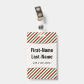 Rood, wit en groen striped patroon; aangepaste naa badge (Back with Clip)