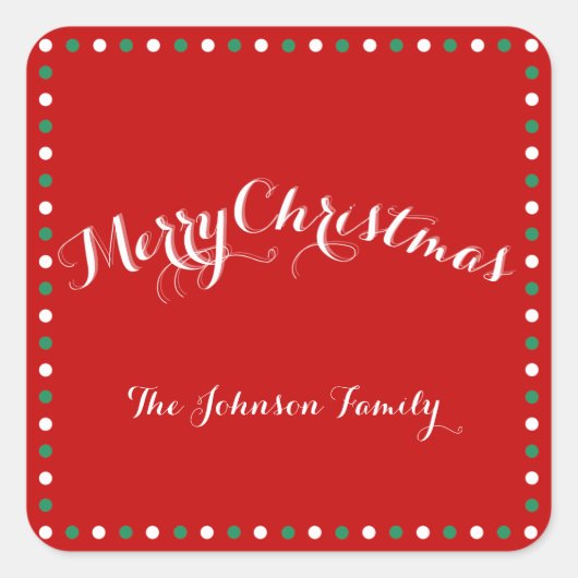 Rood, wit en groen vierkant Kerst sticker (Voorkant)