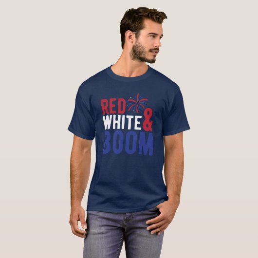 Rood, wit en groot juli 4e T-shirt (Voorkant volledig)