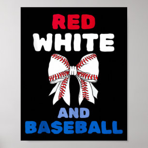 Rood wit en honkbal coquette strik patriottisch 4d poster