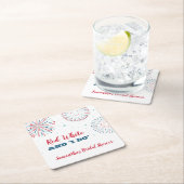 Rood, Wit en IK DOE Douche Coaster Vierkante Kartonnen Onderzetter (Insitu)