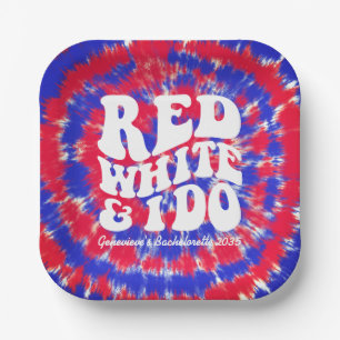 Rood Wit en ik doe Retro Onafhankelijkheidsdag Tie Papieren Bordje