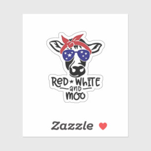 Rood Wit en Koe Patriotische Koe Vier Juli Sticker