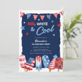 Rood, wit en koel 4 juli verjaardag kaart (Staand voorkant)