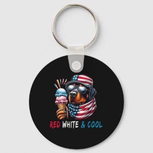 Rood wit en koel hondenijs 4 juli sleutelhanger