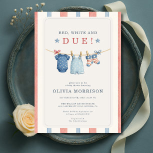 Rood Wit en Komend Amerikaanse Strepen Baby Shower Kaart