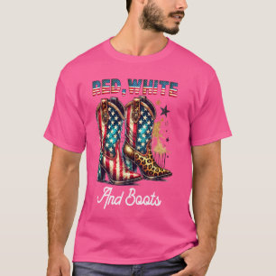 Rood Wit En Laarzen Coquette Cowgirl Schattige 4e T-shirt