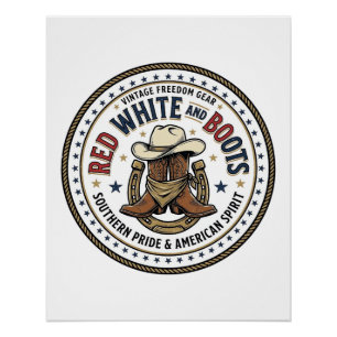 Rood Wit En Laarzen Patriottisch Zuidelijk C Perfect Poster