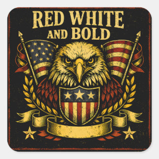 Rood Wit en Moedig – Amerikaanse Kleuren trots Vierkante Sticker