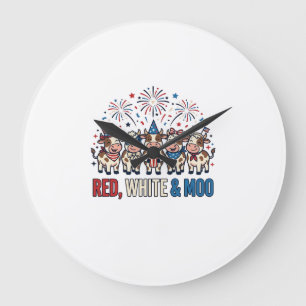 Rood Wit en Moo Patriottische Koe Vintage T-shirt_ Grote Klok