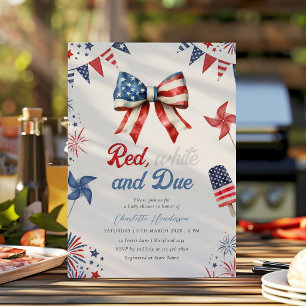 Rood Wit en Op Komende Baby Shower Uitnodiging
