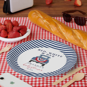 Rood Wit en Op Komst Patriottische Baby Shower Papieren Bordje