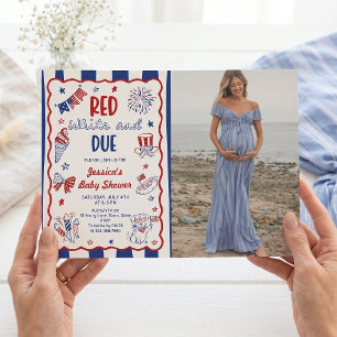 Rood Wit en Op Tijd Baby Shower Foto Uitnodiging