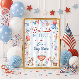 Rood Wit en Op Tijd Baby Shower Welkom Poster