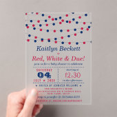 Rood, wit en opeisbaar | 4 juli Baby shower Acryl Uitnodigingen (Insitu (Draagbaar))