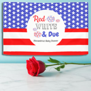 Rood wit en oplopend Baby shower Spandoek