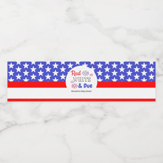 Rood wit en oplopend Baby shower Waterfles Etiket (Enkel label)