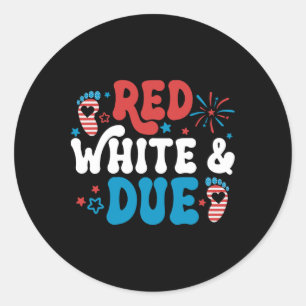 Rood wit en oplopend tot 4 juli ronde sticker