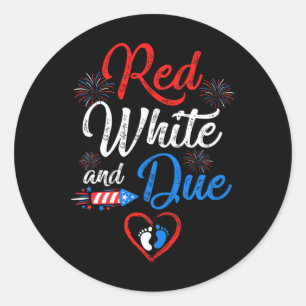 Rood wit en oplopend tot 4 juli Zwangerschap Onafh Ronde Sticker