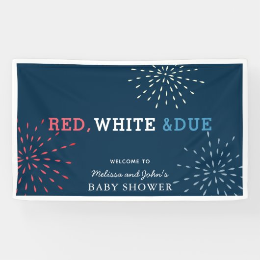 Rood, wit en oplopend tot juli 4e Baby shower vuur Spandoek (Horizontaal)