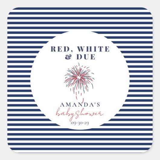 Rood wit en patriottisch Baby shower Vierkante Sticker (Voorkant)
