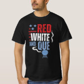 Rood Wit en Que Patriottische BBQ Geschenken T-shirt (Voorkant)