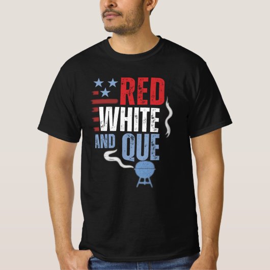 Rood Wit en Que Patriottische BBQ Geschenken T-shirt (Voorkant)