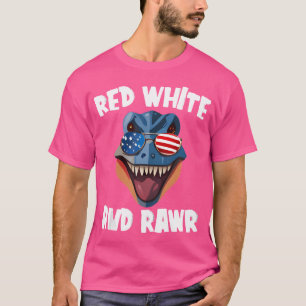 Rood wit en rauw Dino T-Rex T-shirt