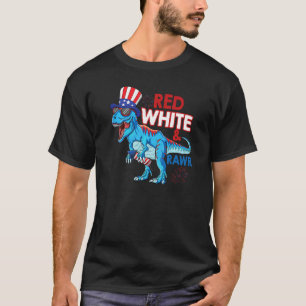 Rood Wit En Rawr Rex Usa Dinosaurus Patriottisch 4 T-shirt