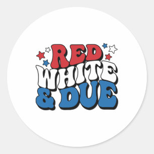 Rood wit en retro Schattige 4 juli zwangerschap Ronde Sticker
