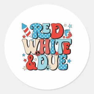 Rood wit en retro Schattige 4 juli zwangerschap Ronde Sticker