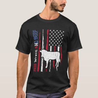 rood wit en rundvlees vsa vlag 4th van juli Koe T-shirt