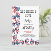 Rood Wit en Schattige Bogen Enige Leeftijd Kindere Kaart (Staand voorkant)