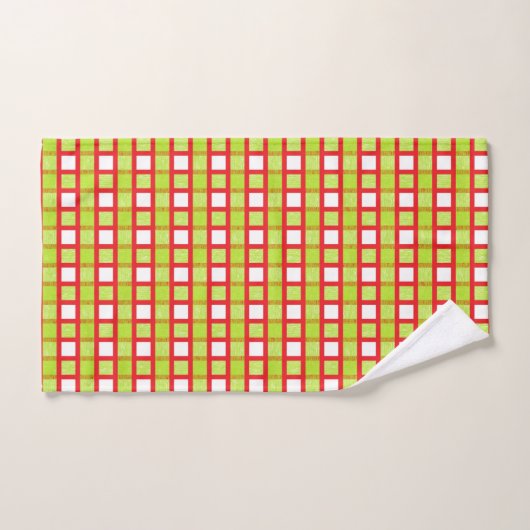 Rood, wit en statisch langgroen Weave Bad Handdoek (Handdoek)