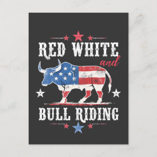 Rood Wit en Stierrijden Amerikaanse Cowboy's  Briefkaart