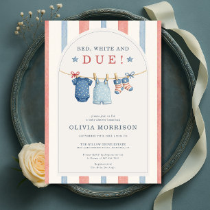 Rood Wit en Strepen Baby Shower Uitnodiging