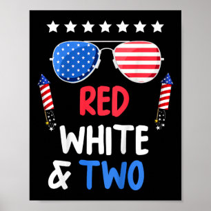 Rood wit en twee 2e verjaardag 4 juli Indepen Poster