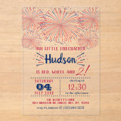 Rood, wit en twee! 4 juli 2002: Tweede verjaardag Acryl Uitnodigingen (Voorkant)