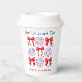 Rood Wit en Twee 4 juli Meisje 2e Verjaardagsfeest Papieren Bekers (Voorkant)