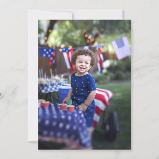 Rood Wit en Twee 4 juli Patriottische Verjaardag Bedankkaart (Achterkant)