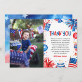 Rood Wit en Twee 4th van Juli Zomer Verjaardag Bedankkaart (Voorkant / Achterkant)