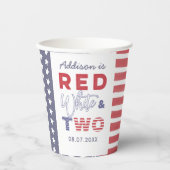 Rood wit en twee buitenshuis 2e verjaardag papieren bekers (Voorkant)