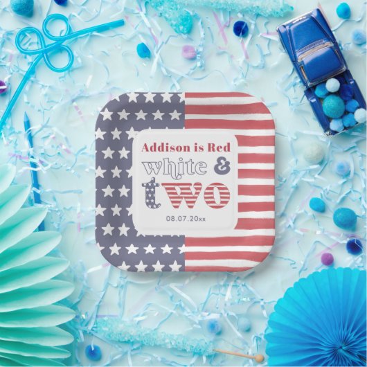 Rood wit en twee Cookout 2e verjaardagsfeestje Papieren Bordje (Feest)