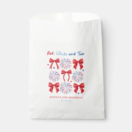 Rood wit en twee juli meisje 2e verjaardag traktat bedankzakje (Voorkant)