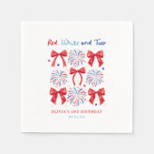 Rood Wit en Twee Juli Meisje 2e Verjaardag Welkom Servet (Voorkant)