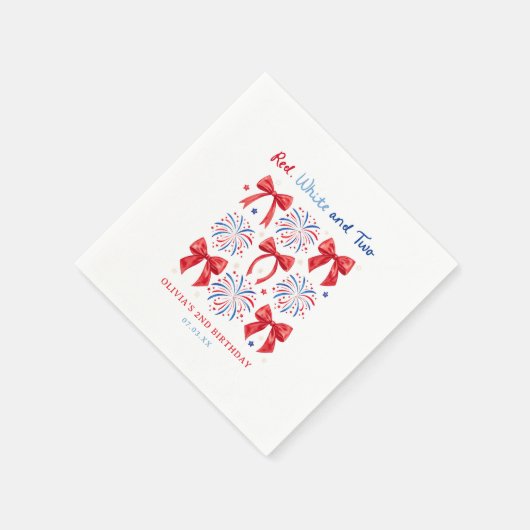 Rood Wit en Twee Juli Meisje 2e Verjaardag Welkom Servet (Hoek)