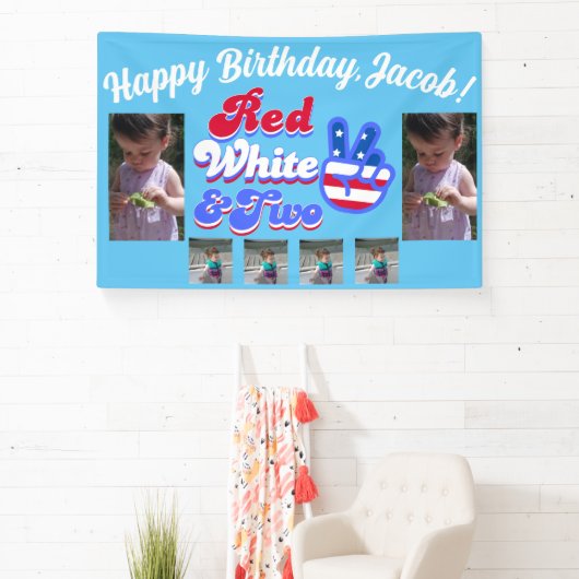 Rood Wit en Twee Thema Verjaardagsfeestbanner Spandoek (Insitu)